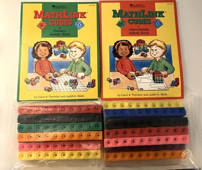 LEARNING RESOURCES 200 MathLink Cubes with Primary & Intermediate Activity books