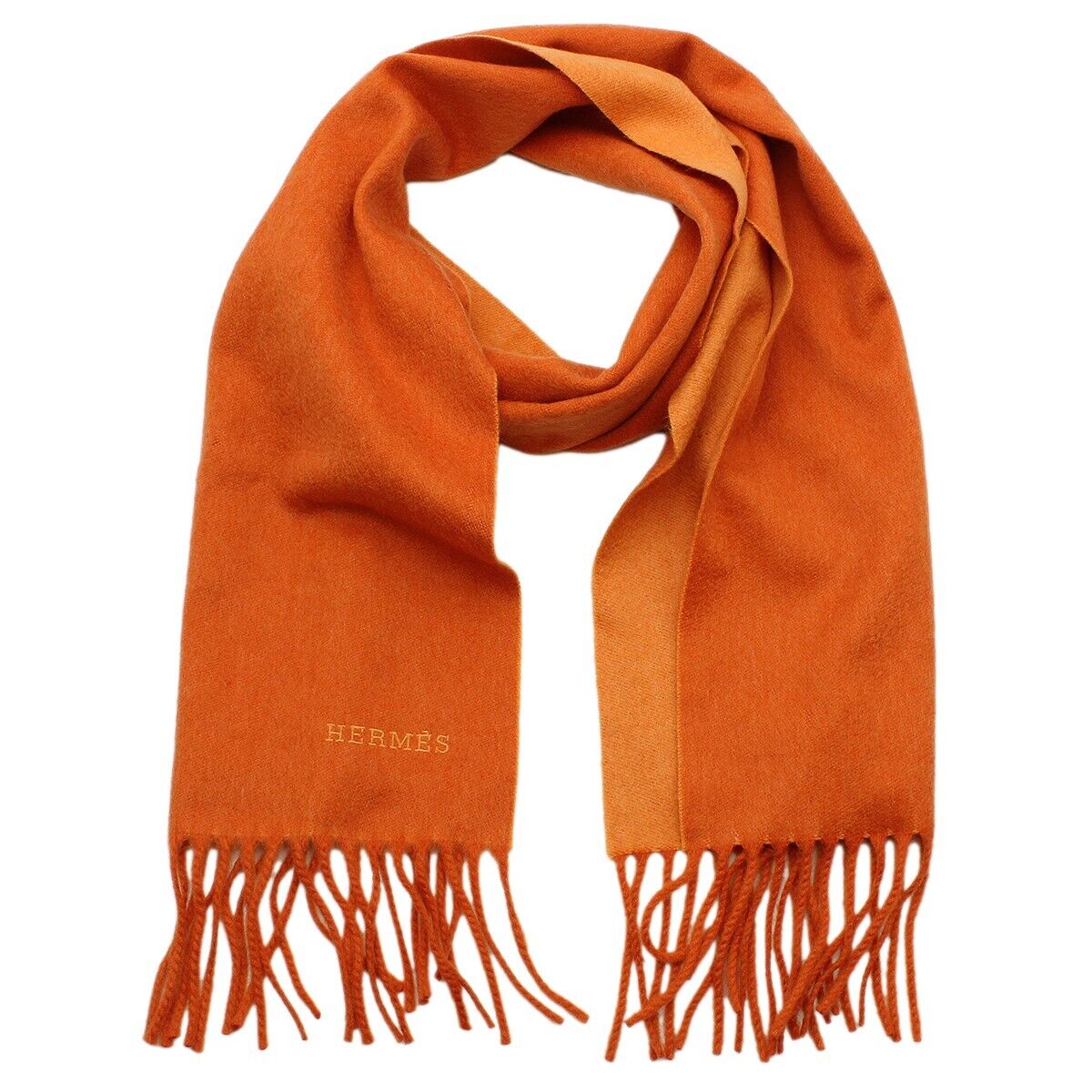 Hermes Cashmere Stole Scarf Wrap Orange Winter Men Women Hermes Cashmere Stole Scarf Wrap Orange Winter Men Women