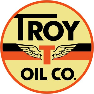 #ad TROY Oil Company Winged T Logo NEW Sign: 18quot; Dia. Round USA STEEL XL Size $94.88