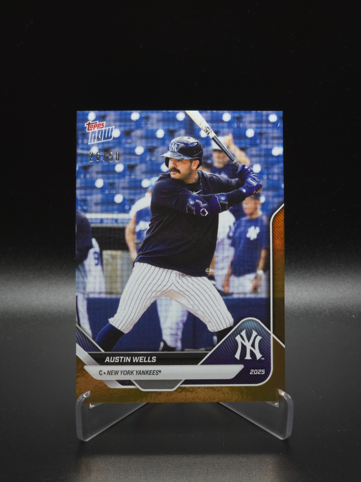 Austin Wells 2025 Topps Now Yankees Gold 26/50 Rookie Card