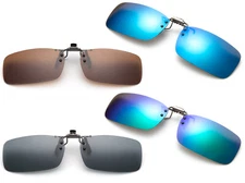 Polarized Flip Up Clip On Sunglasses Blue Fishing Men Women 100% UV Protection