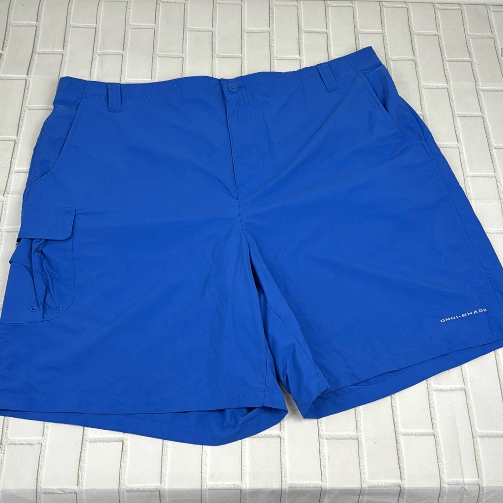 Columbia Shorts Mens XXL 2XL Omni Shade PFG Performance Fishing Gear Cargo Blue