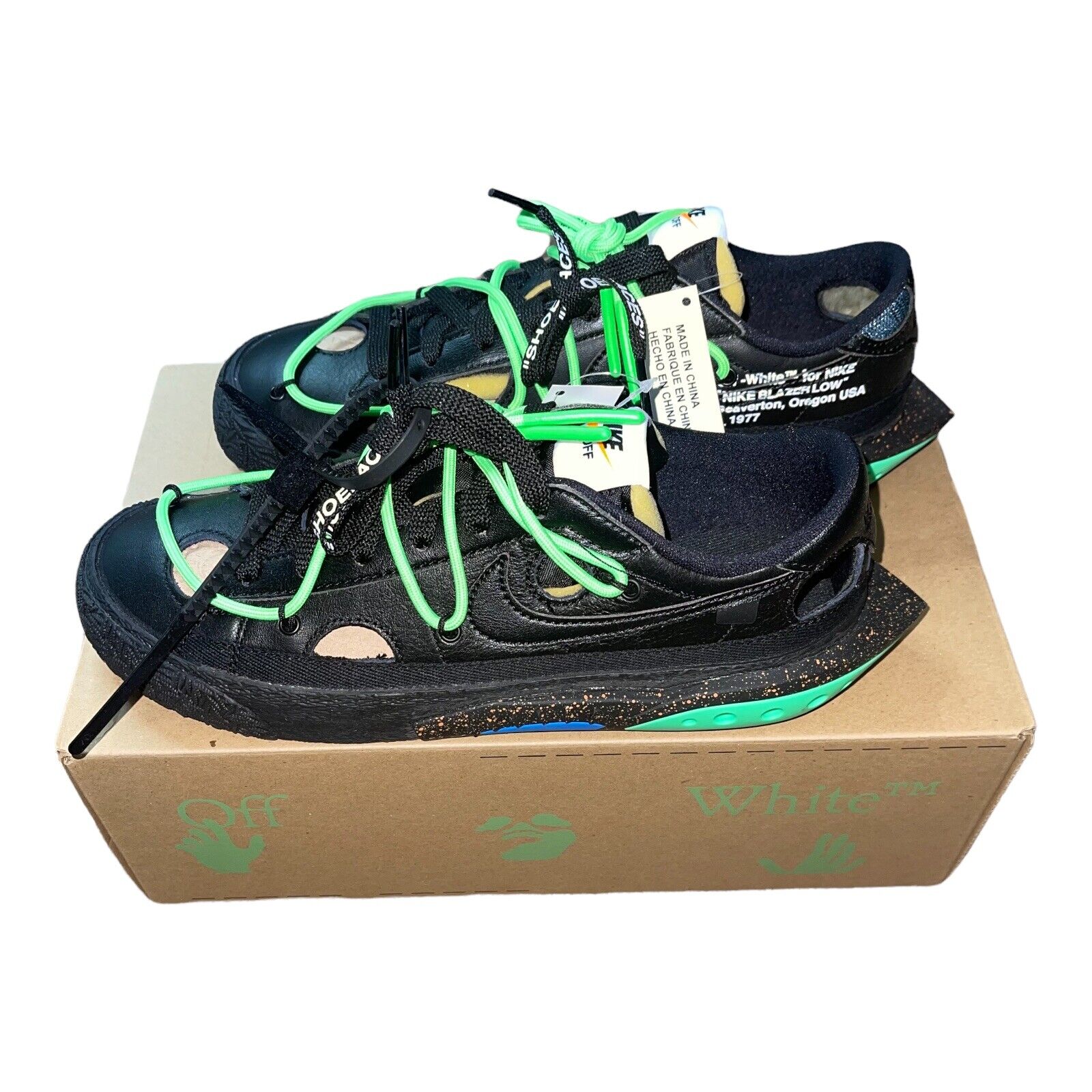 Nike x Off-White Blazer Low 77 Black Electro Green Mens Size 6.5 / Womens 8 eBay