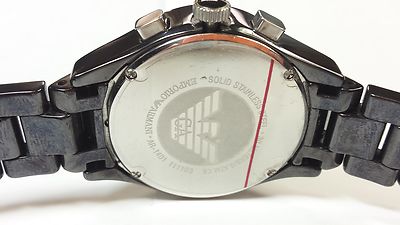 New Armani Black Ceramica Mens 41mm Chronograph AR1401 Date,30m WR