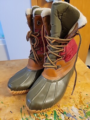Lands End Winter Duck Boots Size 6 Wine Leather Insulated  display picture 2
