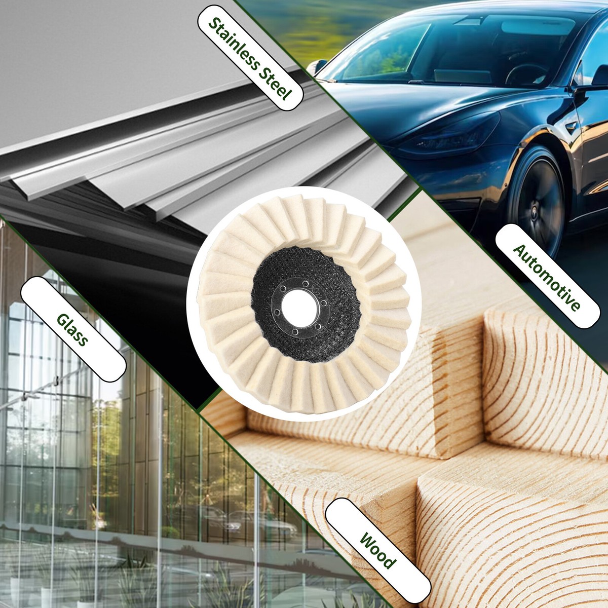 6-Pack 5 Inch Wool Polishing Wheels - Flap Buffing Pads For Angle Grinder, Stainless Steel & Stone