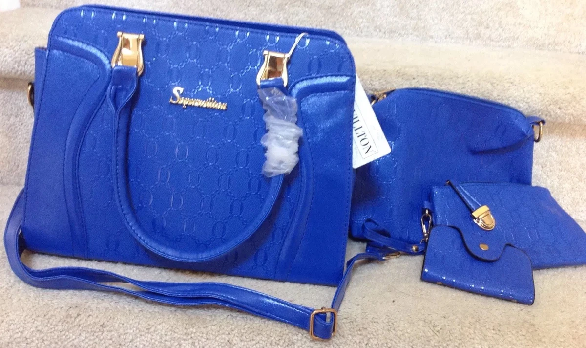 4 Piece Set Soperwillton Blue Shoulder Handbag Clutch ID