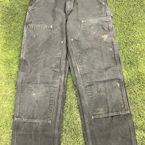 Vintage Carhartt Double Knee Pants 29x33 B01-BLK USA Union Made Tag 31x34 - Picture 3 of 8