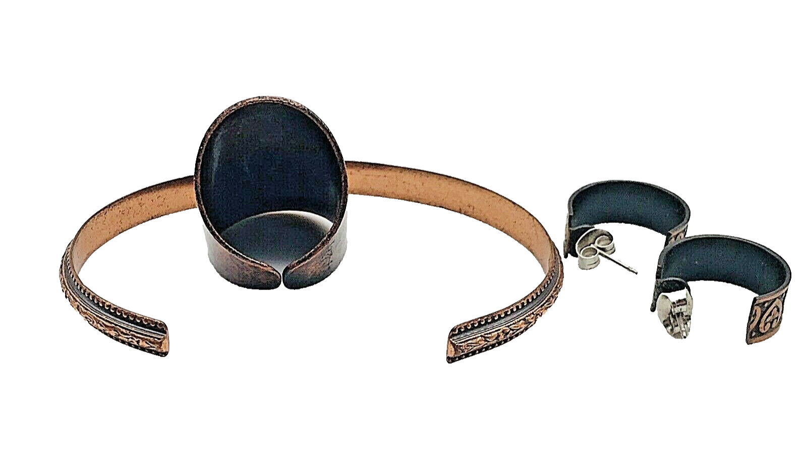 Embossed Engraved Boho Solid Copper Cuff Bracelet… - image 2