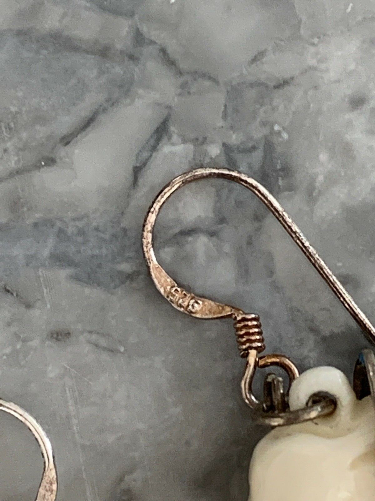 Solid Silver Earrings  Carved Hallmarked - image 2