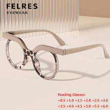 Women Round Anti Blue Light Reading Glasses Clear Len Presbyopic Glasses Readers