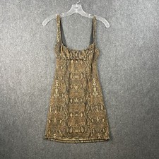 Urban Outfitters Dress Women's Extra Small Brown Snake Animal Print Mini Slip