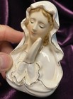Vintage ARTMARK MADONNA VIRGIN MARY PRAYING WHITE GOLD CANDLE HOLDER VASE JAPAN — photo 3