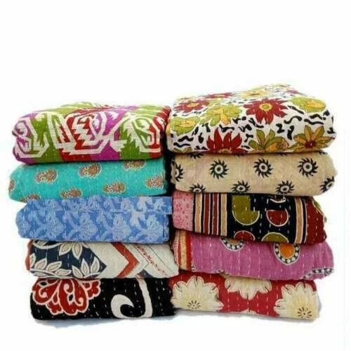 Wholesale Lot 10 PC Throw Blanket Kantha Quilt Indian Vintage Cotton Bedspreads - Image 4 of 4