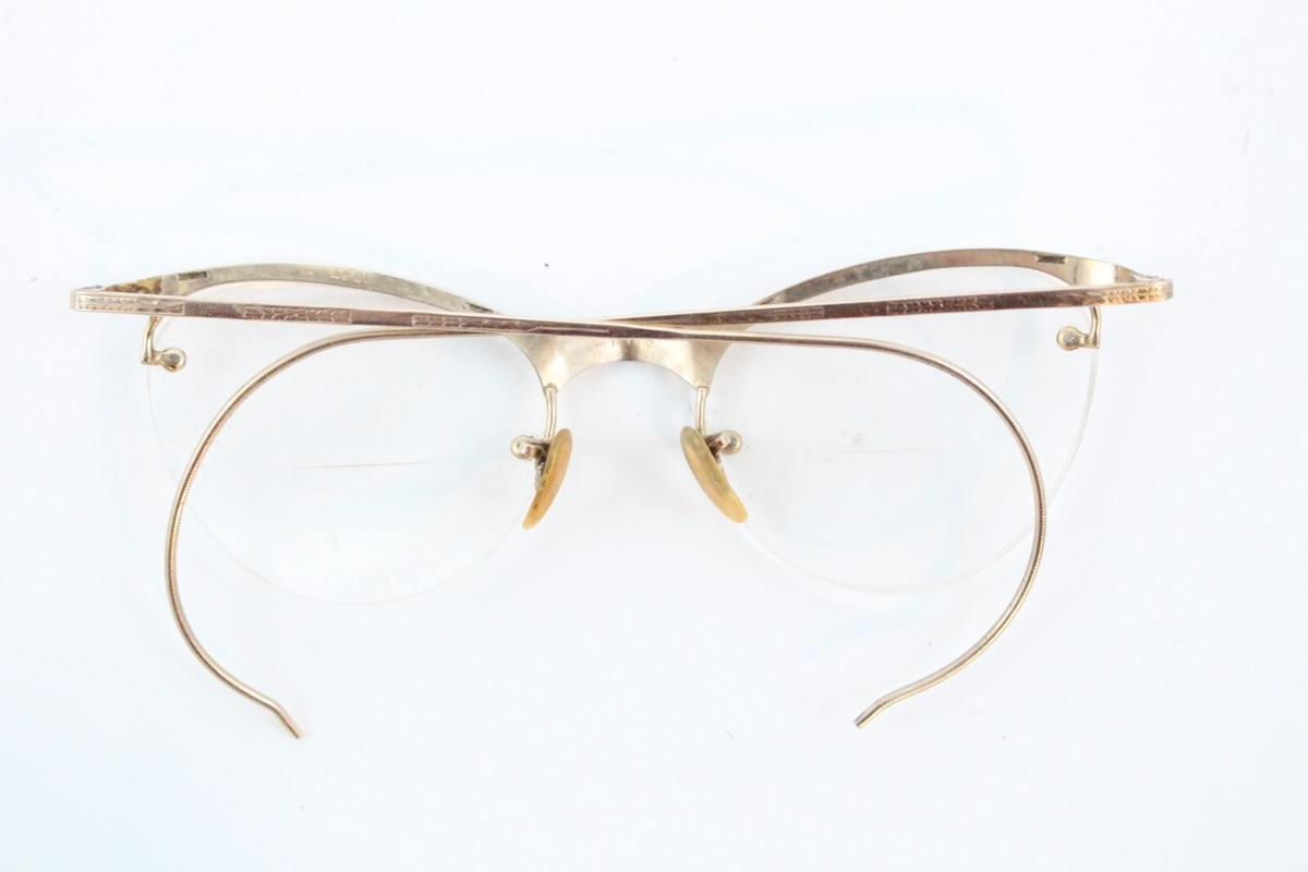 VTG Shuron Browline 1/10 12k GF 6 1/4 Tooled Gold Half Rim  display picture 1