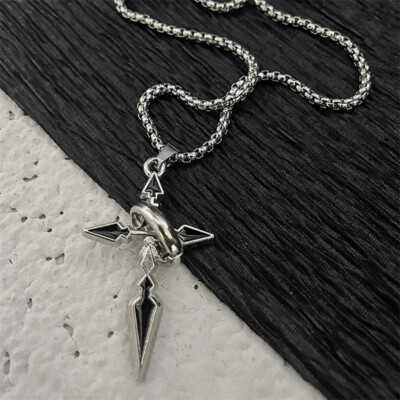 Vintage Cross Pendant Necklace For Men's Versatile Chain Punk Chain Jewelry G-yy