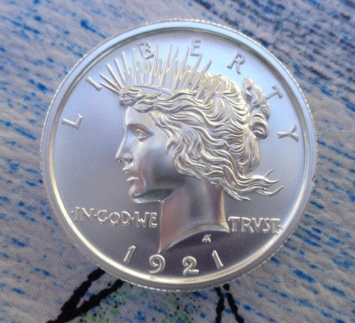1 oz. 1921 PEACE DOLLAR coin tribute 30mm fat BU round .999 fine silver