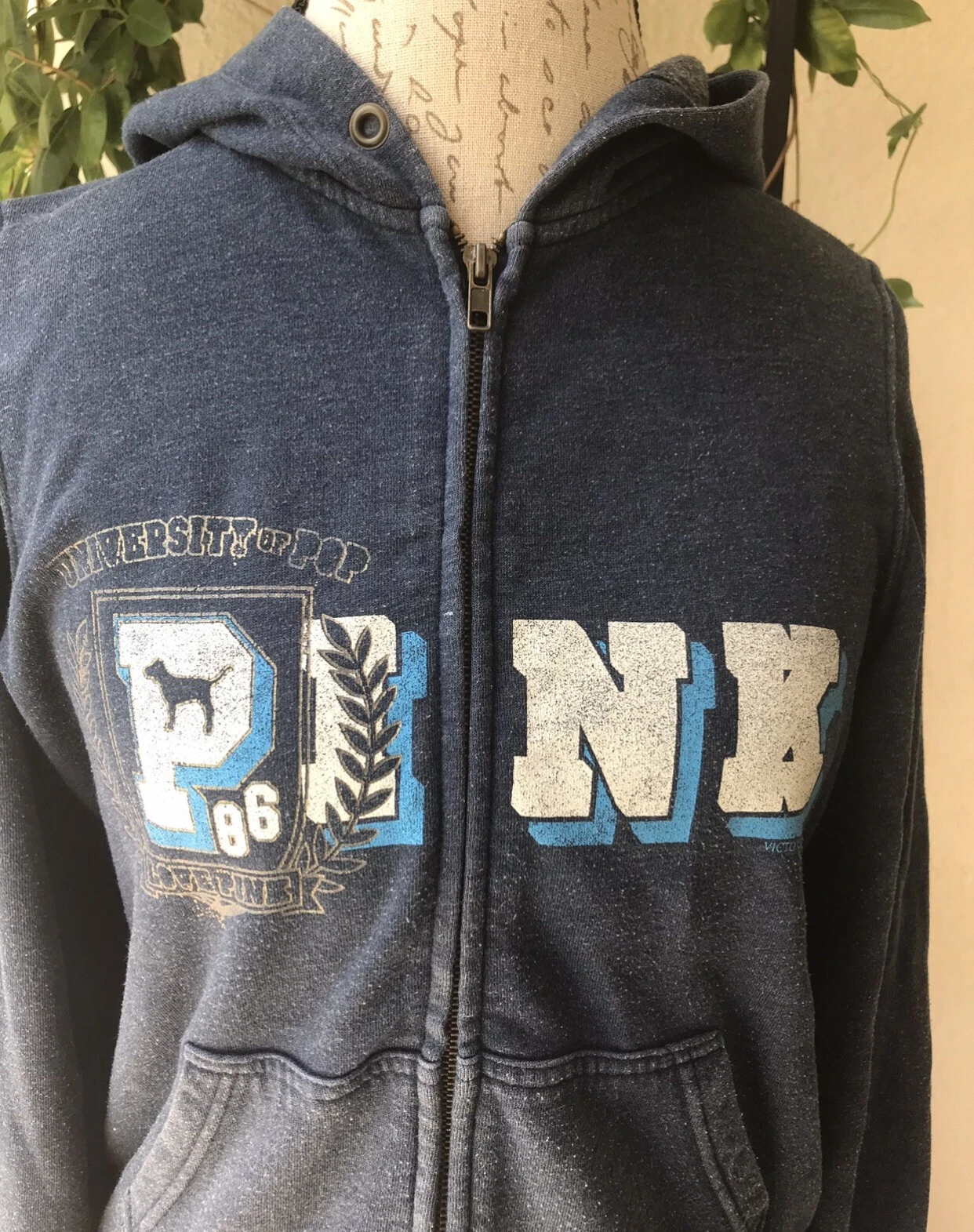 UNDERCOVER Felpa VICTORIA'S SECRET ROSA logo amore zip felpa cappuccio giacca maglione top vintage