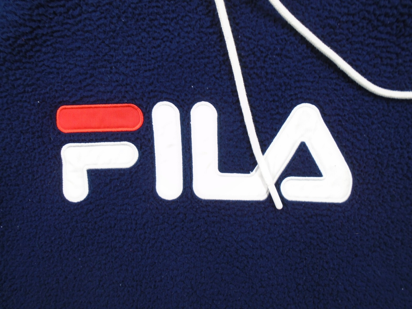 Felpa con cappuccio FILA Sherpa donna cappuccio piccolo blu navy soffice morbido e caldo 20"" x 23"" poli