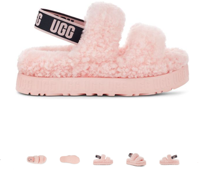 UGG Oh Fluffita Pink Scallop Fur Slide Slipper Sandal Women's US sizes 5-11/NEW | eBay
