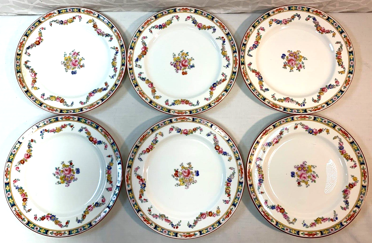Lot of 6 Vintage MINTONS Rose Bone China Luncheon Plate England