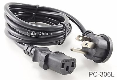 6ft Flat Plug AC Power Cord, Flat Right-Angle NEMA 5-15P to IEC C13, 18 AWG