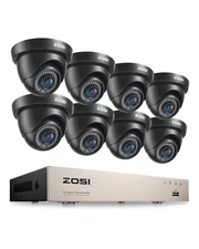 ZOSI H.265+ 1080p Dome Home Surveillance Security Camera System 8CH 5MP Lite DVR