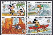 DISNEY Grenada Grenadines Yvert 619/22 Mickey Minnie Donald Letters from Hawaii