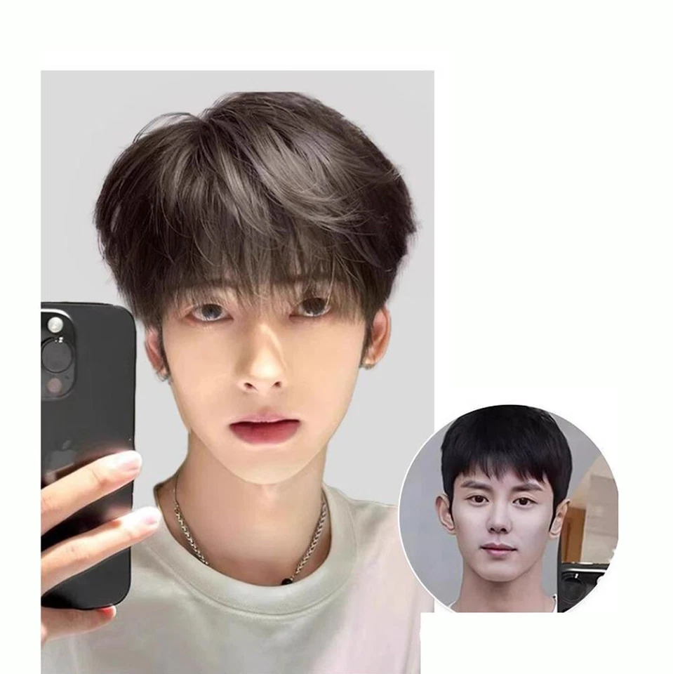 Pinza de pelo Straight Air Bangs 100 % Huamn en peluca toupee para hombre Foto 3 de 4