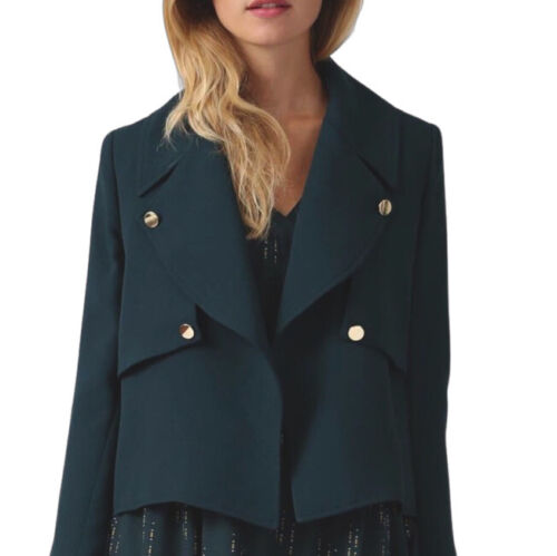 OPULLENCE Paris Anaelle Black Trench Cropped Jacket. Fits 12-14 AUS. GUC #499 - Picture 1 of 11