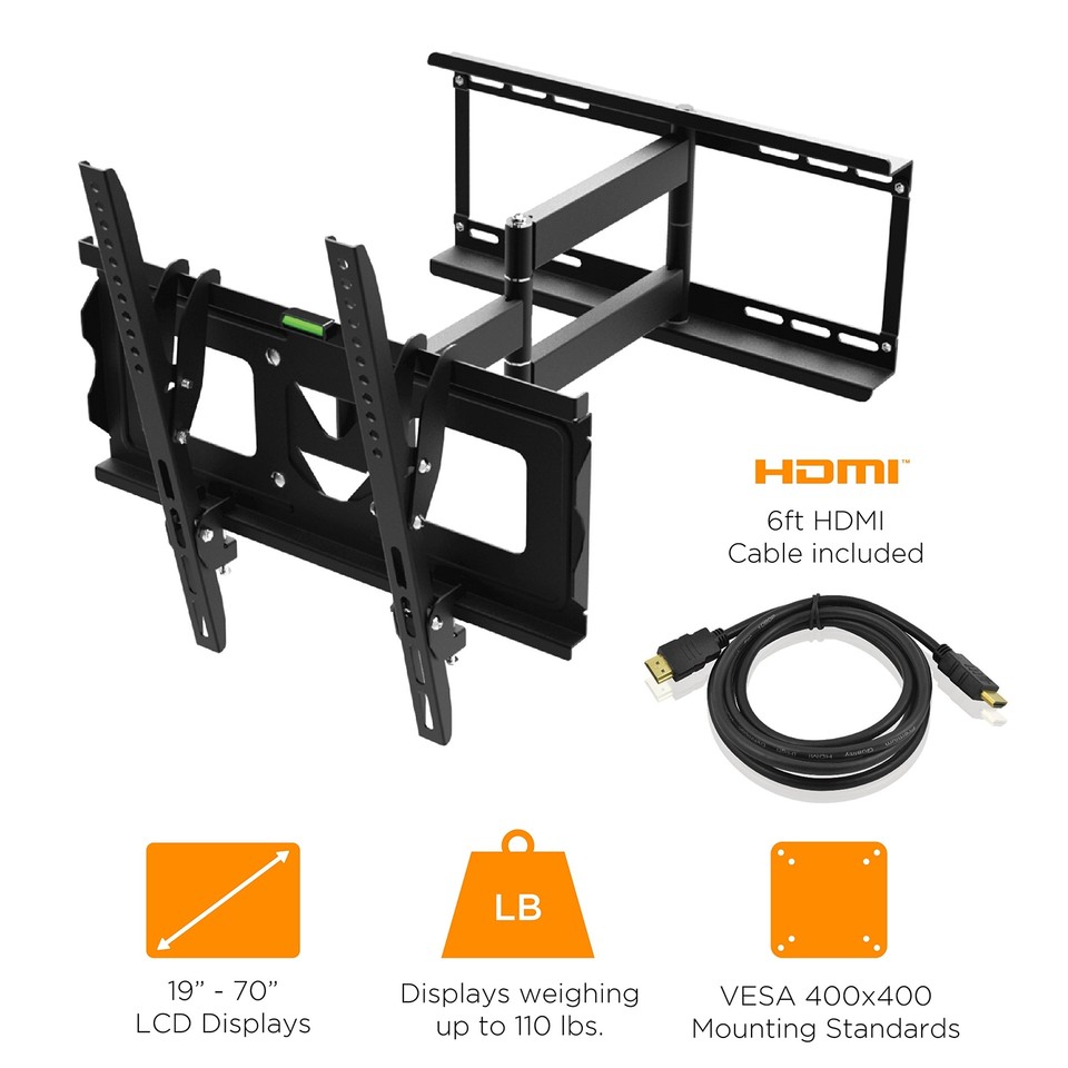Ematic FULL MOTION Television Wall Mount 70" Inch 19 inch to 70 inch