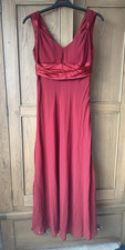 Pretty Forever Red Satin Maxi Dress, V-Neck Sleeveless, Long, Zip, 10