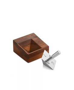 NEW Nambé Geo Dreidel w/Stand - Acacia wood and Nambé alloy - Hanukkah - Judaica