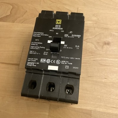 Square D EDB34030 Circuit Breaker 3 Pole 30 Amp 480Y/277V 240V New Take Out