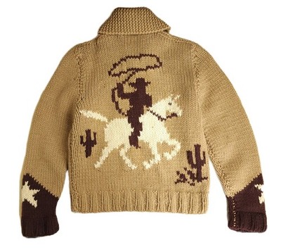 Cowichan Cowboy Rodeo Youth Sz M Wool Sweater Vintage 50's