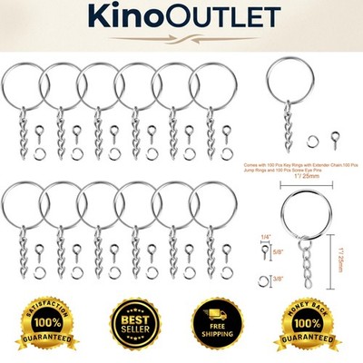 Durable Metal Keychain Rings with Chain & Accessories - Perfect for Crafts