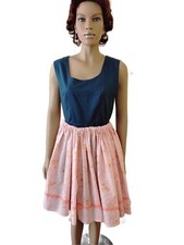 Light Pink or Peach Vintage Flower Print Skirt, A-line or Gored Skirt