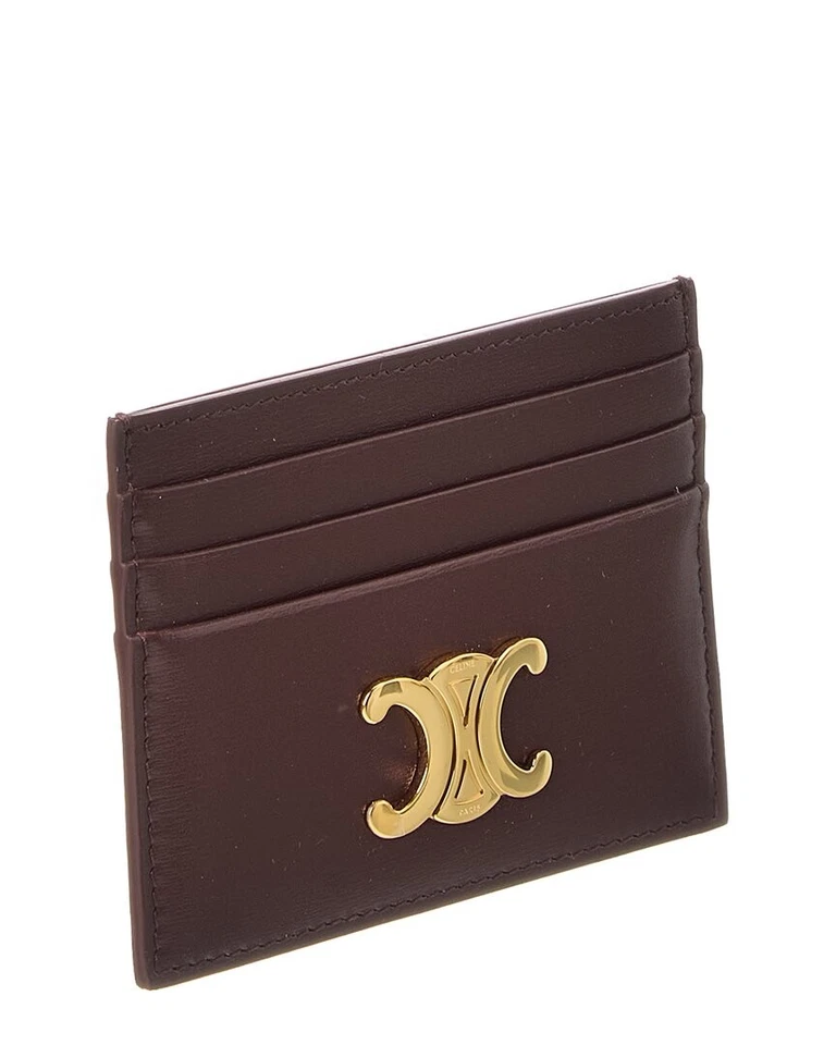 Tarjetero Celine Triomphe de cuero marrón para mujer Foto 3 de 3