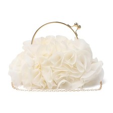 Floral Clutch Purses for Women Flower Evening Bag Wedding Purse Party White
