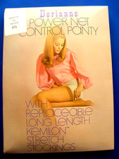 60S GIRDLE LONG LEG POWER NET CONTROL STOCKINGS DEADSTOCK DORIANNE POWER NET
