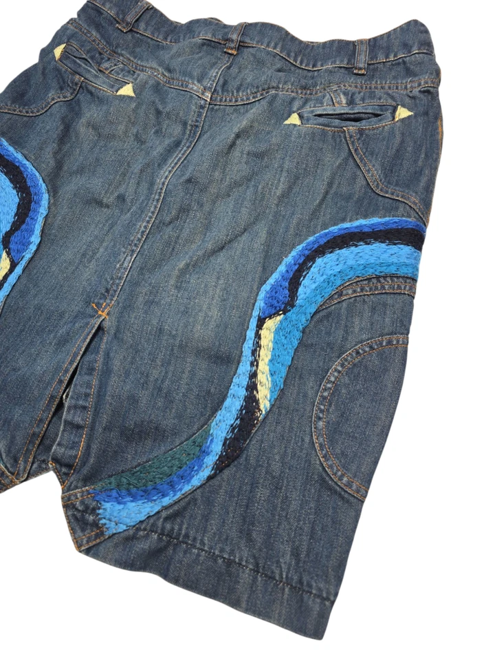 Falda De Colección Oilily Para Mujer Talla 40 Denim Ligera Botón Frontal Bordado Bolsillos Foto 4 de 4