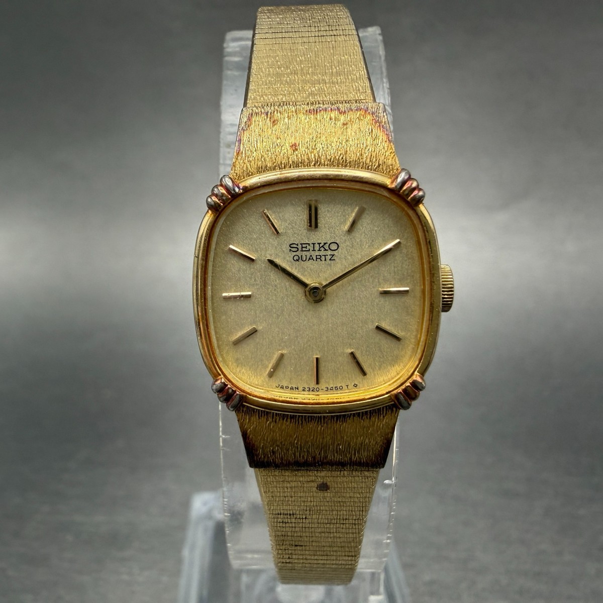 Seiko Watch Women 18mm Champagne Dial Gold Tone Square 2320-6710