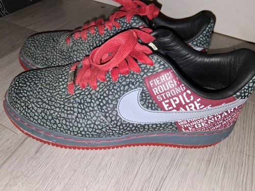 (sole rot) Nike Air Force 1 Supreme '07 Malone Mens 9.5 Black Stealth Varsity Re