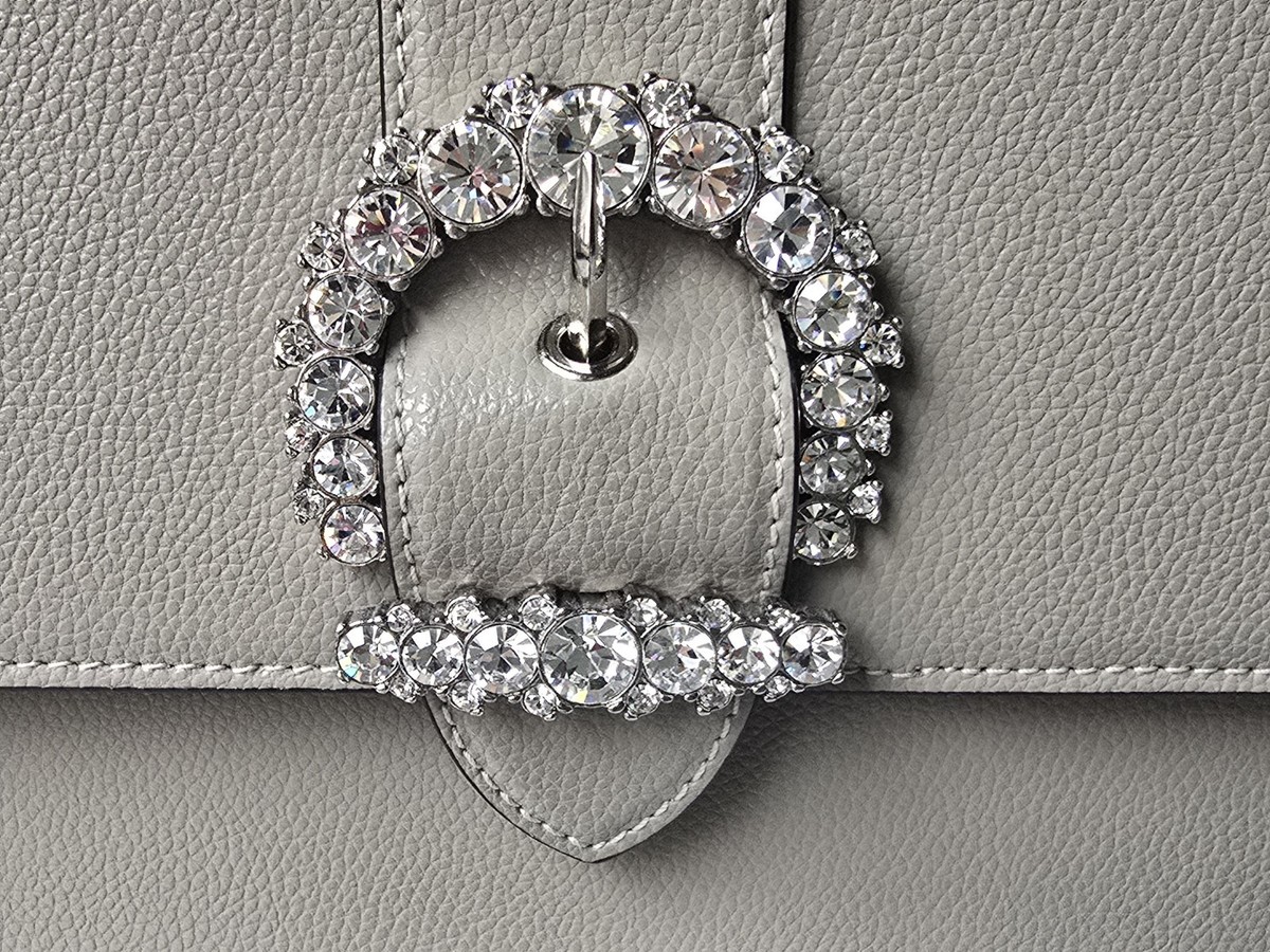 Jimmy Choo Cheri XB/M Crossbody Handbag Taupe Gray Leather Jeweled