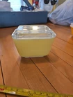 Vintage Pyrex Yellow Refrigerator Dish 501B 1-1/2 Cup with Lid Dull