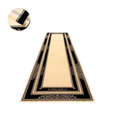 Teppich Läufer Flurteppich Flur Schwarz Gold Florenz Antirustch Viskose K-Seide - Bild 1 von 2