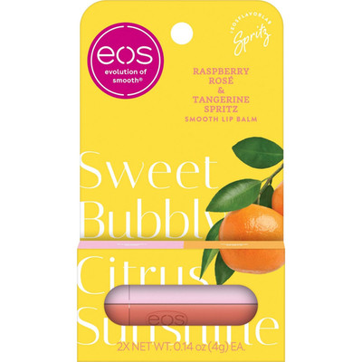 eos Lip Balm 2 Pack 0.14oz Raspberry Rose Tangerine Hydrating Shea Butter