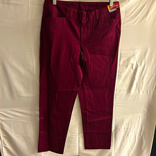 New Sz 8 Faded Glory Cranberry Solid Flat Front Straight pants 1799 13