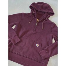 Carhartt Women Relaxed Fit Quarter Zip Hoodie Purple 103240 518 Small S 4-6