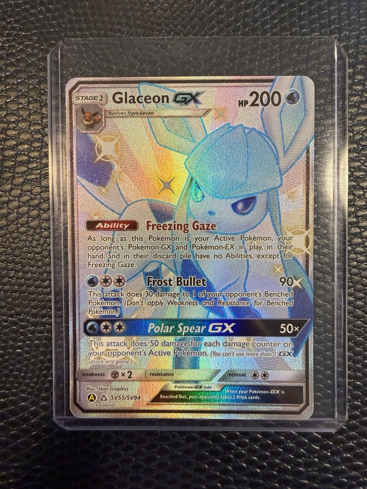 Pokemon Glaceon GX SV55/SV94 Hidden Fates Shiny Vault Holo Rare